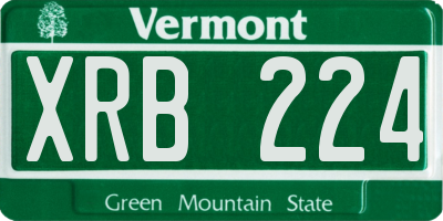 VT license plate XRB224