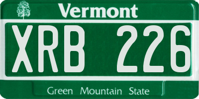 VT license plate XRB226