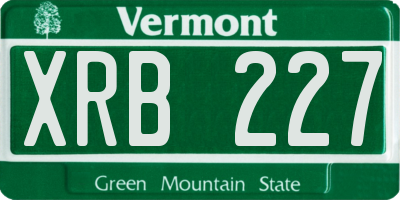 VT license plate XRB227