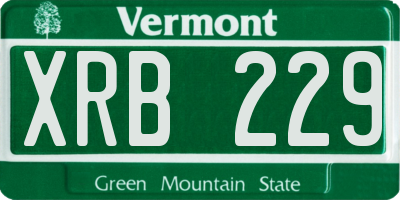 VT license plate XRB229