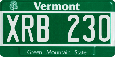 VT license plate XRB230