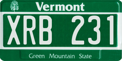 VT license plate XRB231