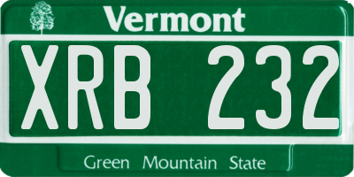 VT license plate XRB232