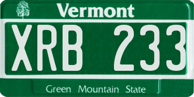 VT license plate XRB233