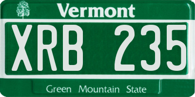 VT license plate XRB235