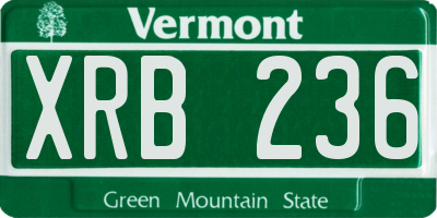 VT license plate XRB236