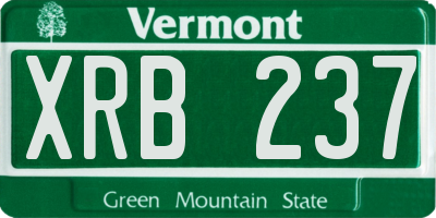 VT license plate XRB237