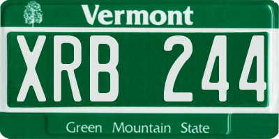 VT license plate XRB244