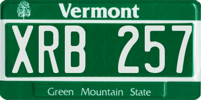 VT license plate XRB257