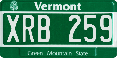 VT license plate XRB259