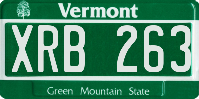 VT license plate XRB263