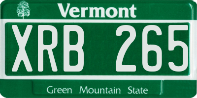 VT license plate XRB265