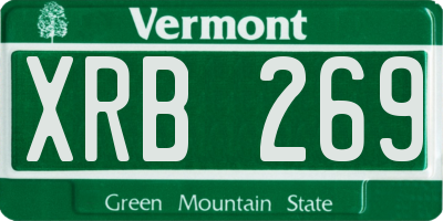 VT license plate XRB269