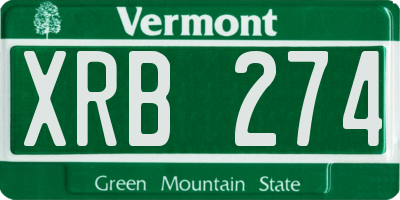 VT license plate XRB274