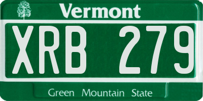 VT license plate XRB279