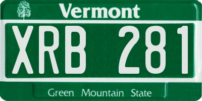 VT license plate XRB281