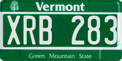VT license plate XRB283