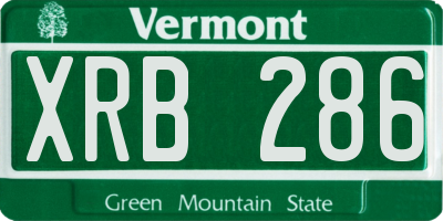VT license plate XRB286
