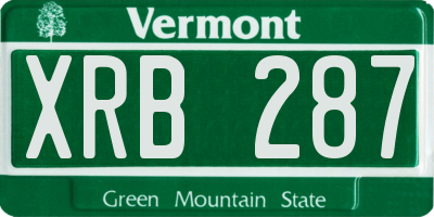 VT license plate XRB287