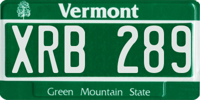 VT license plate XRB289