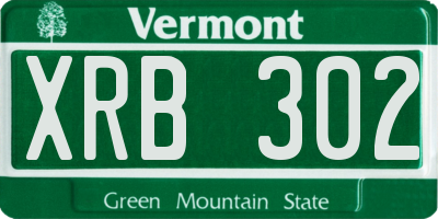 VT license plate XRB302