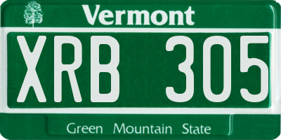 VT license plate XRB305