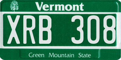 VT license plate XRB308