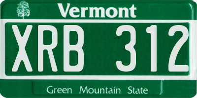 VT license plate XRB312