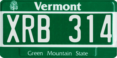 VT license plate XRB314