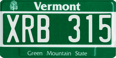 VT license plate XRB315