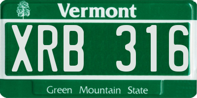 VT license plate XRB316