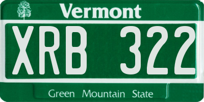 VT license plate XRB322