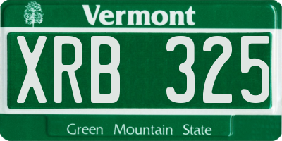 VT license plate XRB325