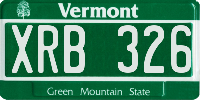 VT license plate XRB326