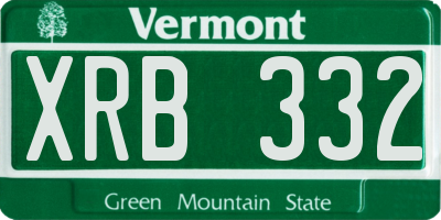 VT license plate XRB332