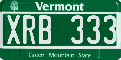 VT license plate XRB333