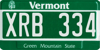 VT license plate XRB334