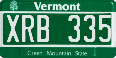 VT license plate XRB335