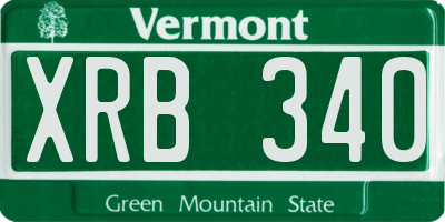 VT license plate XRB340