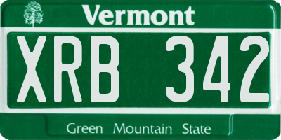 VT license plate XRB342