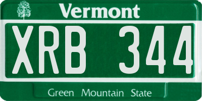 VT license plate XRB344