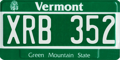 VT license plate XRB352