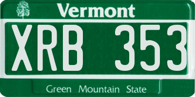 VT license plate XRB353
