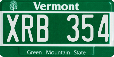 VT license plate XRB354