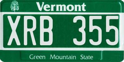 VT license plate XRB355