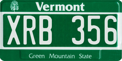 VT license plate XRB356