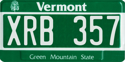 VT license plate XRB357