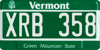 VT license plate XRB358