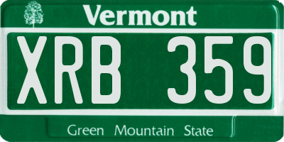 VT license plate XRB359