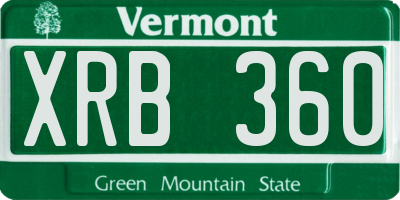 VT license plate XRB360